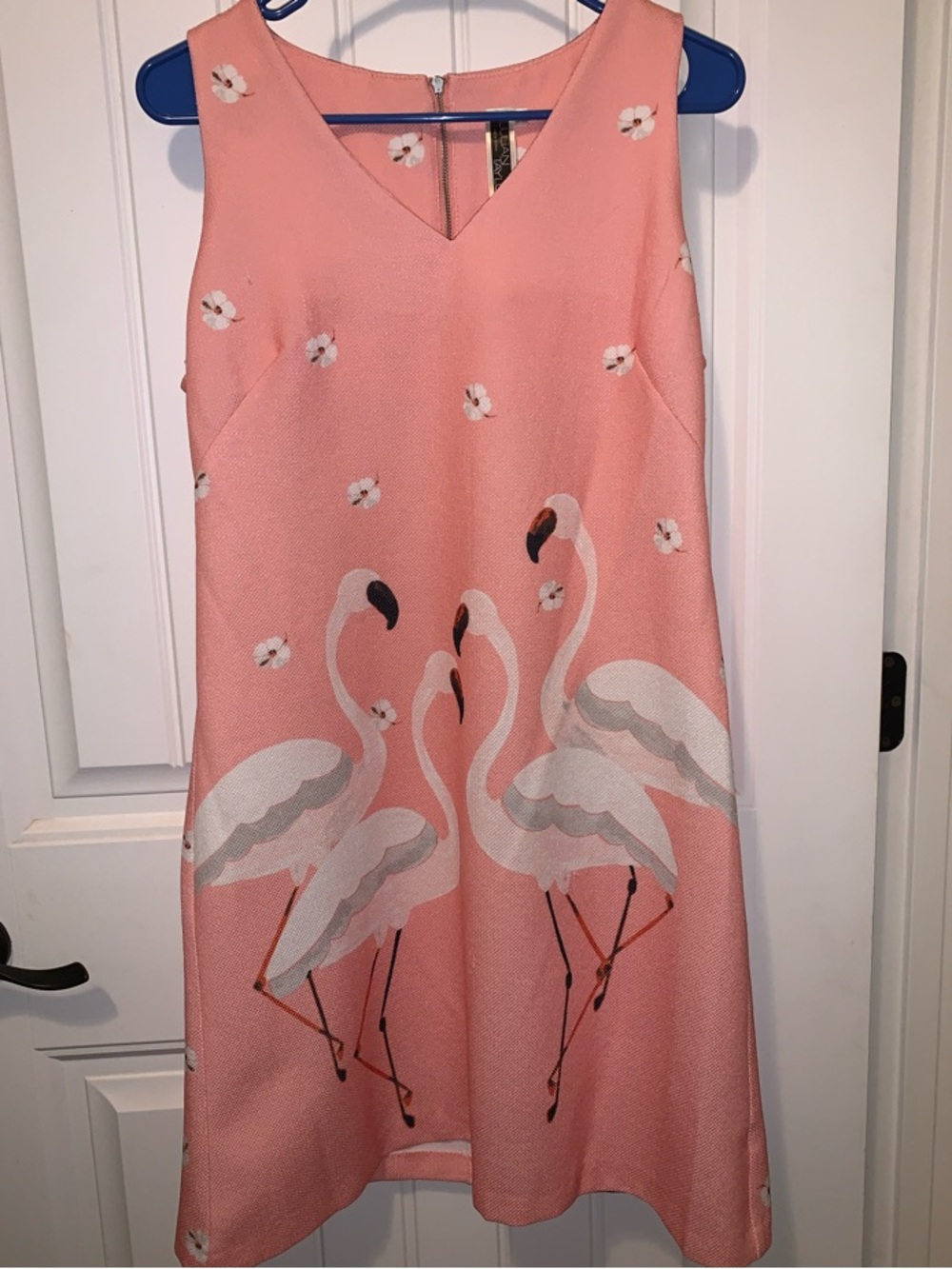 Julian Taylor Coral Pink Floral Zipper Dress